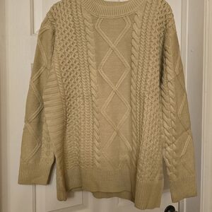 Women's Beige Cable Knit Sweater